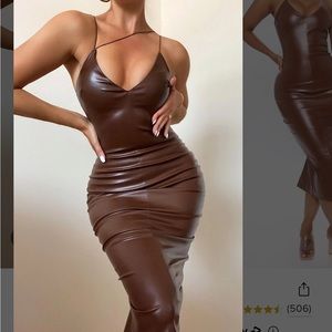 Sexy Leather Dress. Brown. Medium. With tags.
